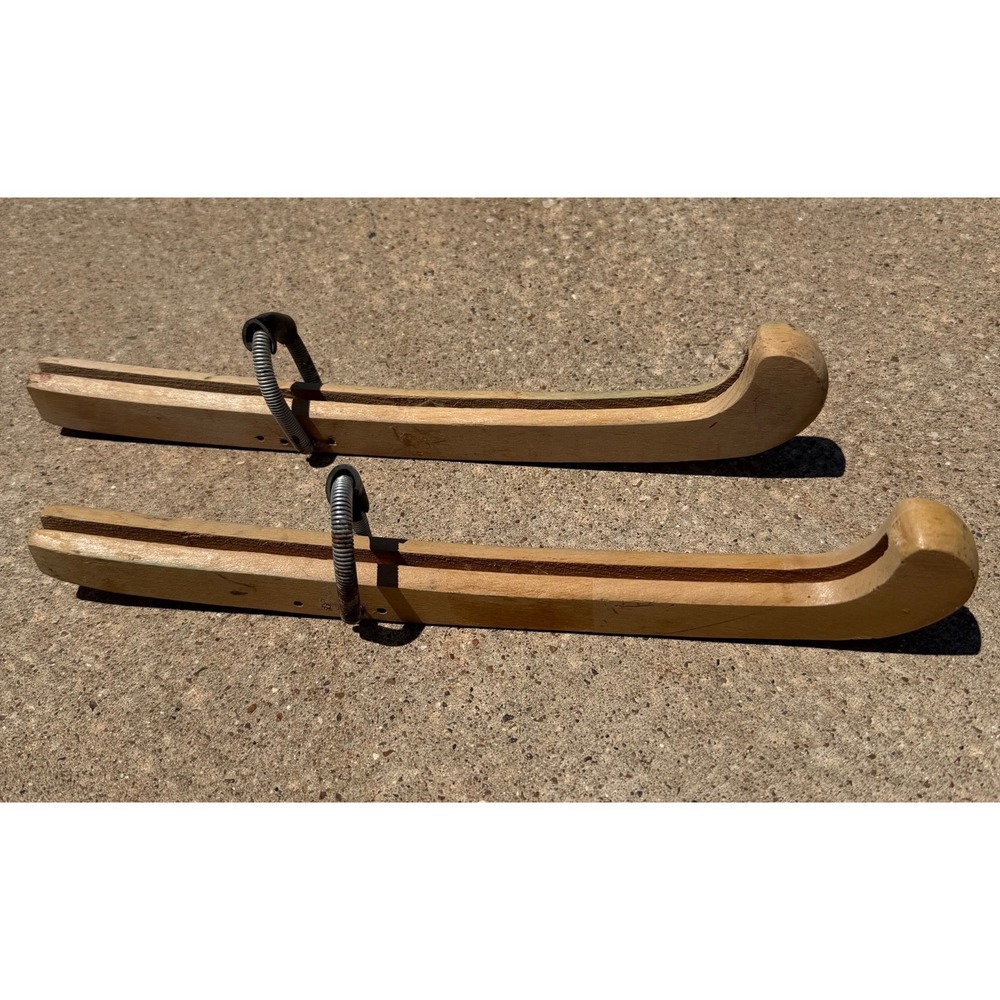 Vintage Wooden Ice Skate Blade Covers Guards. Total Length 12 in. Long